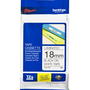 TAPE TZE241 18MM BLACK ON WHITE 8M