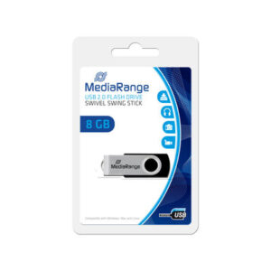 USB MEMORY STICK 8GB MEDIARANGE BLACK/SILVER MR908