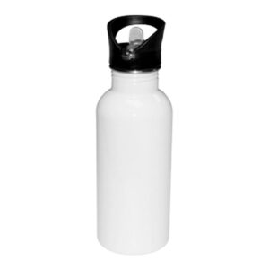 ADVER.WATER BOTTLE - STAINLESS (WHITE) 600ml-straw