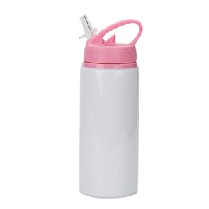 ADVER.WATER BOTTLE WHITE (Aluminum) 600ml with Pink Lid